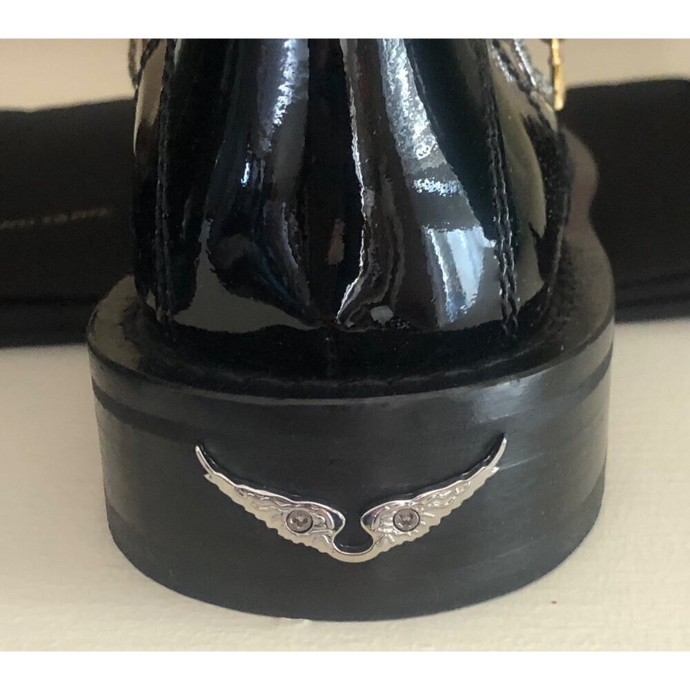 ZADIG & VOLTAIRE New Laureen Patent Leather Chain Boots Size 36 / US 5 - Picture 6 of 12